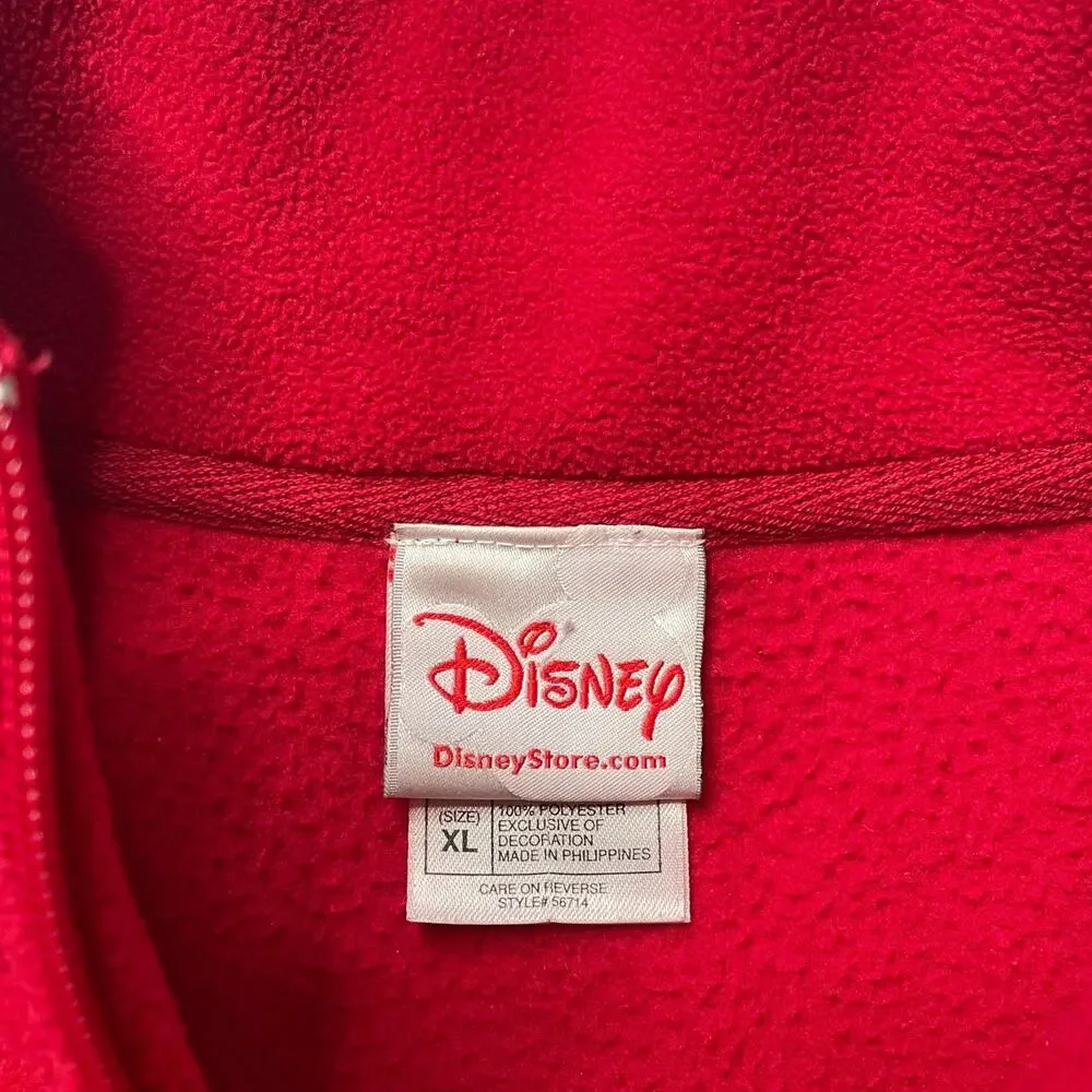 Vintage Disney Mickey Mouse Red Fleece Embroidered Quarter Zip Sz XL Pullover - Picture 5 of 6
